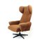 Mid-Century Wing Swivel Chair in Brown Fabric, Former Czechoslovakia, 1960s 9