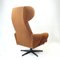 Mid-Century Wing Swivel Chair in Brown Fabric, Former Czechoslovakia, 1960s 5