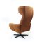 Mid-Century Wing Swivel Chair in Brown Fabric, Former Czechoslovakia, 1960s 7