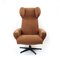 Fauteuil Pivotant Mid-Century en Tissu Marron, Ex-Tchécoslovaquie, 1960s 1