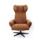 Mid-Century Wing Swivel Chair in Brown Fabric, Former Czechoslovakia, 1960s 1