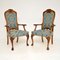 Antique Walnut Carver Armchairs, 1920s, Set of 2 1