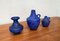 Mid-Century German Minimalist Cobalt Blue Vases from Hartwig Heyne Pottery, 1960s, Set of 3 7