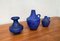 Vases Minimaliste Bleu Cobalt Mid-Century de Hartwig Heyne Pottery, Allemagne, 1960s, Set de 3 7