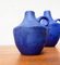 Mid-Century German Minimalist Cobalt Blue Vases from Hartwig Heyne Pottery, 1960s, Set of 3 17