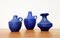 Vases Minimaliste Bleu Cobalt Mid-Century de Hartwig Heyne Pottery, Allemagne, 1960s, Set de 3 1