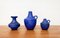 Mid-Century German Minimalist Cobalt Blue Vases from Hartwig Heyne Pottery, 1960s, Set of 3 2