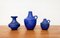 Vases Minimaliste Bleu Cobalt Mid-Century de Hartwig Heyne Pottery, Allemagne, 1960s, Set de 3 2