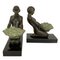 Art Deco Cueillette Bookends in Spelter & Marble by Max Le Verrier, Set of 2 3