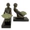 Fermalibri Art Deco in Spelter e marmo di Max Le Verrier, set di 2, Immagine 3