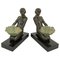 Fermalibri Art Deco in Spelter e marmo di Max Le Verrier, set di 2, Immagine 2