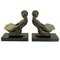 Art Deco Cueillette Bookends in Spelter & Marble by Max Le Verrier, Set of 2 1