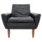 Danish Black Leather Armchair, 1960s, Image 1