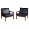 Black Leather Armchairs from Illum Wikkelso Capella, Denmark, 1960s, Set of 2 1