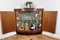 Italian Art Deco Walnut Burl Mirror Mosaic Bar Corner Cabinet, 1950s 4