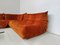 Mid-Century Modern Orange Togo Sofa Set attributed to Michel Ducaroy for Ligne Roset, 1970s, Set of 5 2