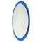 Mid-Century Oval Blue Wall Mirror attributed to Metalvetro Galvorame, Italy, 1970s, Image 1