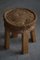 Modern Danish Round Wabi Sabi Stool in Burl Wood & Hessian, 1930s 4