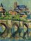 French School Artist, Hillside Town, Oil on Panel, Mid-20th Century, Framed 2