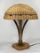 Brutalist Gilded Wrought Iron and Rattan Wicker Mushroom Table Lamp, 1960s 18