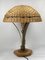 Brutalistische Pilz Tischlampe aus vergoldetem Schmiedeeisen & Rattan Wicker, 1960er 6