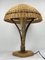 Brutalist Gilded Wrought Iron and Rattan Wicker Mushroom Table Lamp, 1960s 9