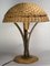 Brutalist Gilded Wrought Iron and Rattan Wicker Mushroom Table Lamp, 1960s 14