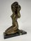 Sculpture of Woman in Gilt Bronze with Guatemala Green Marble Base, 1920s 2