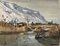 Gabriel Eduard Haberjahn, Fluss und verschneiter Berg, 1920er, Aquarell 1