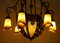 Art Deco Wrought Iron Pate de Verre Glass Chandelier, France, 1990s, Image 11