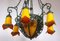 Art Deco Wrought Iron Pate de Verre Glass Chandelier, France, 1990s, Image 16