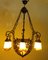 Art Deco Wrought Iron Pate de Verre Glass Chandelier, France, 1990s, Image 13