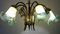 Lámpara colgante Pate De Verre francesa de latón, años 50, Imagen 11