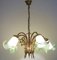 Lámpara colgante Pate De Verre francesa de latón, años 50, Imagen 9