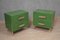 Mid-Century Square Green Color Glass & Brass Nightstands, Set of 2, Image 4