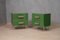 Mid-Century Square Green Color Glass & Brass Nightstands, Set of 2 9