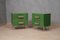 Mid-Century Square Green Color Glass & Brass Nightstands, Set of 2, Image 9