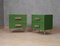 Mid-Century Square Green Color Glass & Brass Nightstands, Set of 2 5