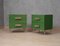 Mid-Century Square Green Color Glass & Brass Nightstands, Set of 2, Image 5
