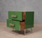 Mid-Century Square Green Color Glass & Brass Nightstands, Set of 2 2