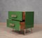 Mid-Century Square Green Color Glass & Brass Nightstands, Set of 2, Image 2