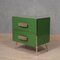 Mid-Century Square Green Color Glass & Brass Nightstands, Set of 2 6