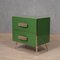 Mid-Century Square Green Color Glass & Brass Nightstands, Set of 2, Image 6