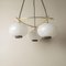 Italian Chandelier with Satin Glass Spheres in Brass Structure, 1950s, Image 3