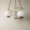 Lámpara de araña italiana con esferas de vidrio satinado de estructura de latón, años 50, Imagen 3