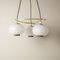 Italian Chandelier with Satin Glass Spheres in Brass Structure, 1950s 9