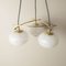 Lámpara de araña italiana con esferas de vidrio satinado de estructura de latón, años 50, Imagen 4