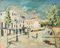 Unknown Artist, Impressionist Town Scene, Mid-20th Century, Oil on Canvas 1