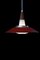 Danish Ceiling Lamp in Opal Glass with Red Shade from Voss Belysning, 1960s 3