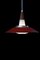 Danish Ceiling Lamp in Opal Glass with Red Shade from Voss Belysning, 1960s, Image 3